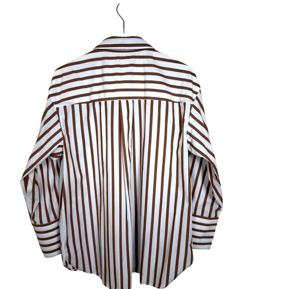Sézane Bilma Organic Cotton Striped Button-Up Shirt Size FR 44/US 12 - Picture 8 of 16